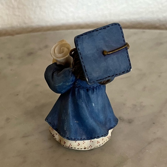 Vintage Enesco Brunette Rag doll Girl Graduate Figurine Diploma Blue Rare 3" - Picture 2 of 5